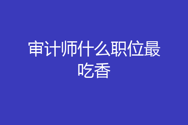 审计师什么职位最吃香