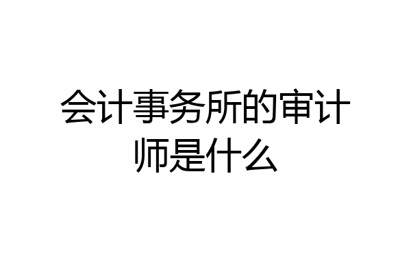 会计事务所的审计师是什么
