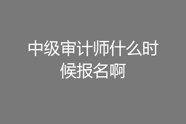 中级审计师什么时候报名啊