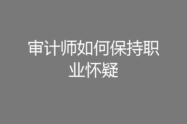 审计师如何保持职业怀疑