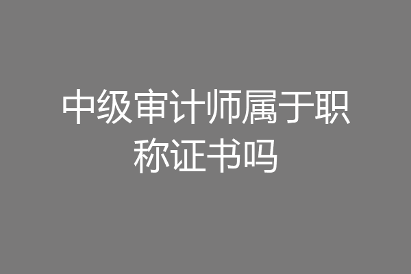 中级审计师属于职称证书吗