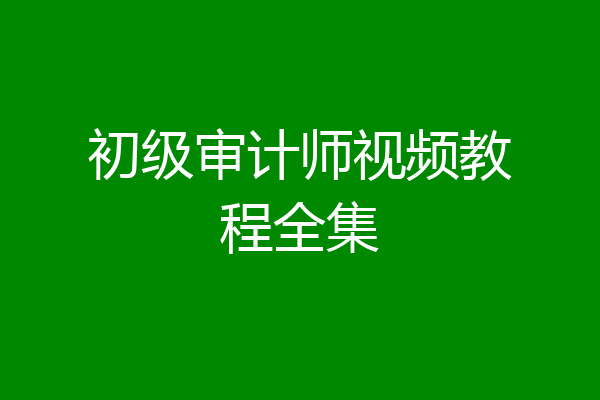 初级审计师视频教程全集