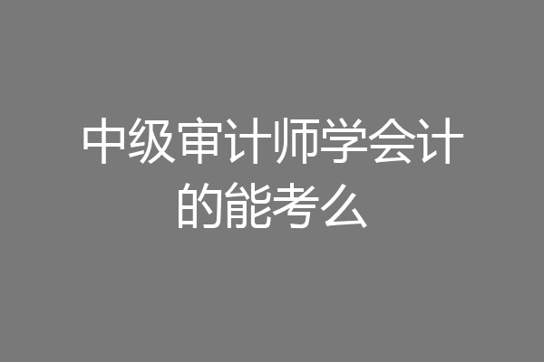 中级审计师学会计的能考么