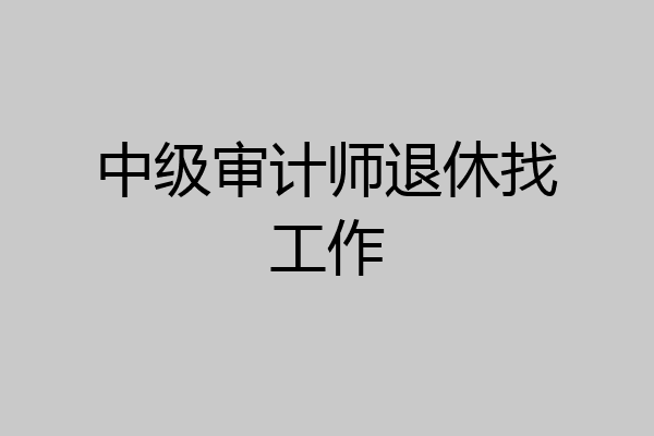 中级审计师退休找工作
