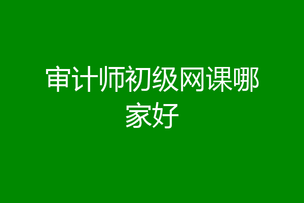 审计师初级网课哪家好