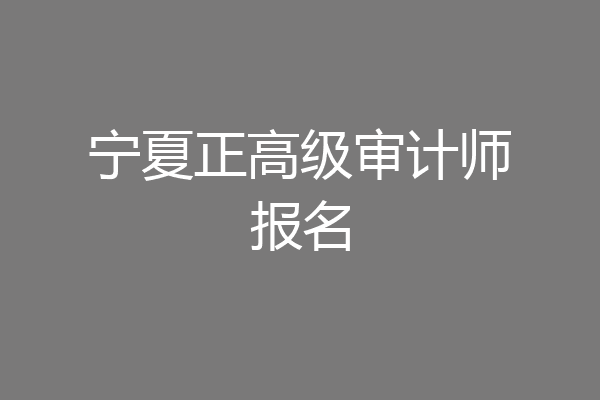 宁夏正高级审计师报名