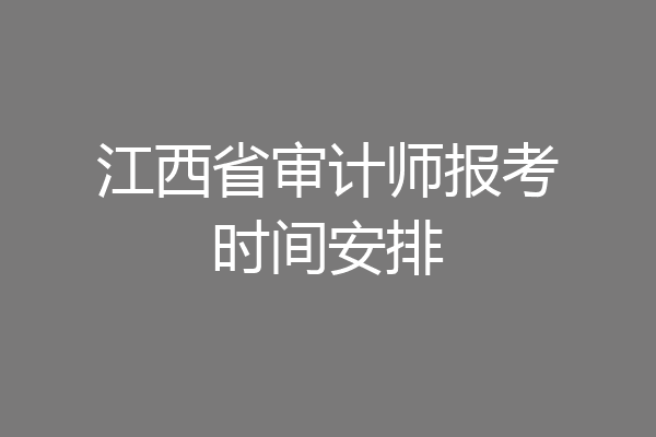 江西省审计师报考时间安排