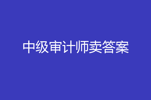 中级审计师卖答案