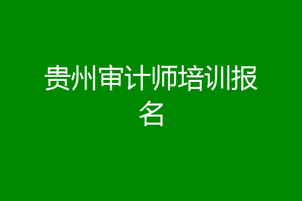 贵州审计师培训报名