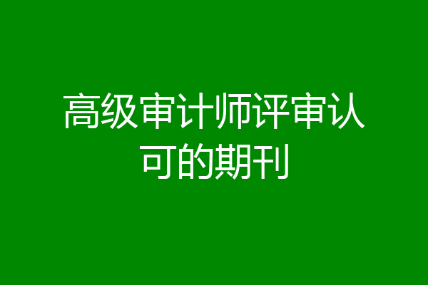 高级审计师评审认可的期刊