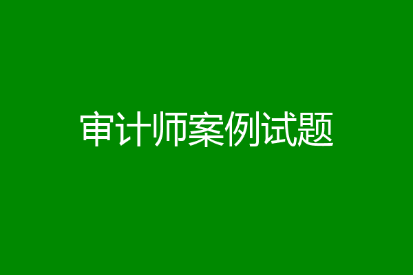 审计师案例试题