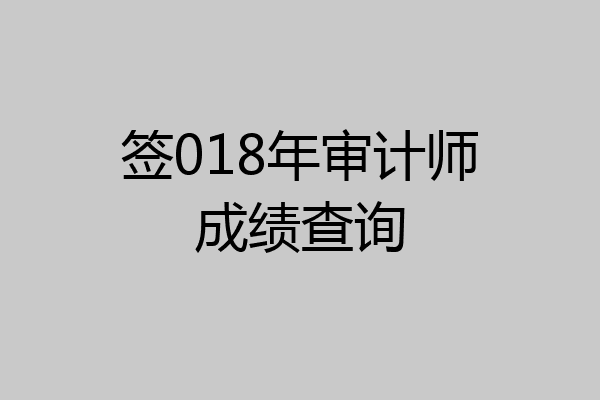 签018年审计师成绩查询
