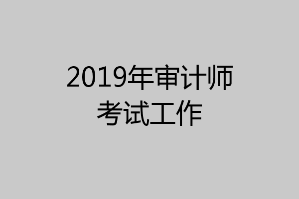 2019年审计师考试工作
