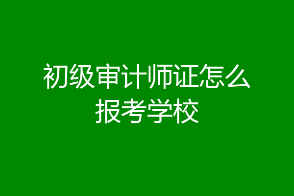 初级审计师证怎么报考学校
