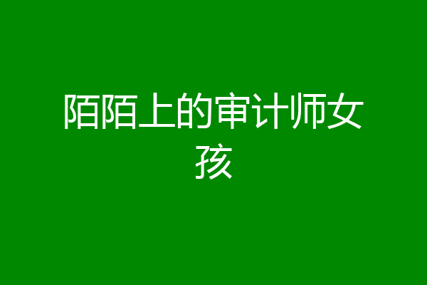 陌陌上的审计师女孩