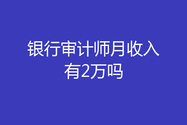银行审计师月收入有2万吗