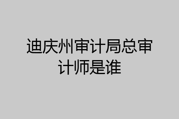 迪庆州审计局总审计师是谁