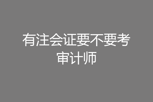 有注会证要不要考审计师
