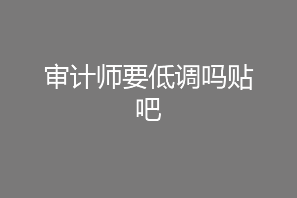 审计师要低调吗贴吧