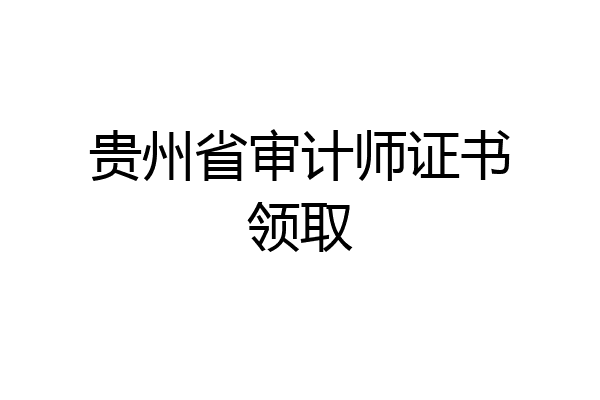 贵州省审计师证书领取