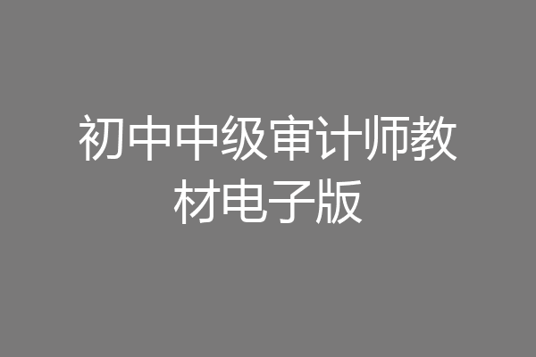 初中中级审计师教材电子版