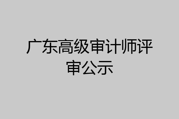广东高级审计师评审公示