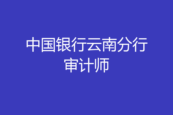 中国银行云南分行审计师