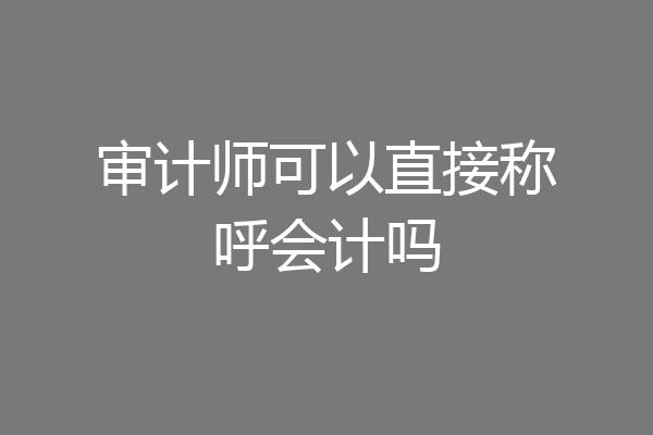 审计师可以直接称呼会计吗