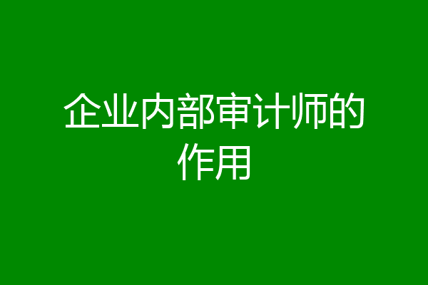 企业内部审计师的作用