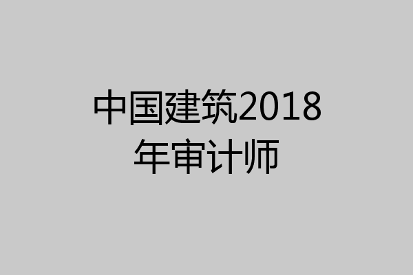 中国建筑2018年审计师