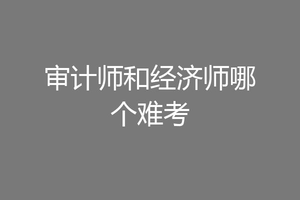 审计师和经济师哪个难考