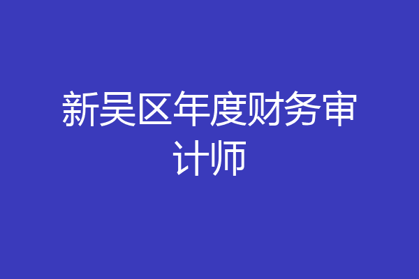 新吴区年度财务审计师
