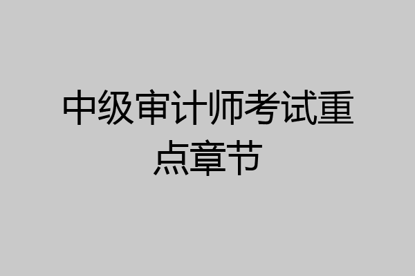 中级审计师考试重点章节