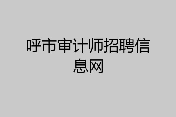 呼市审计师招聘信息网