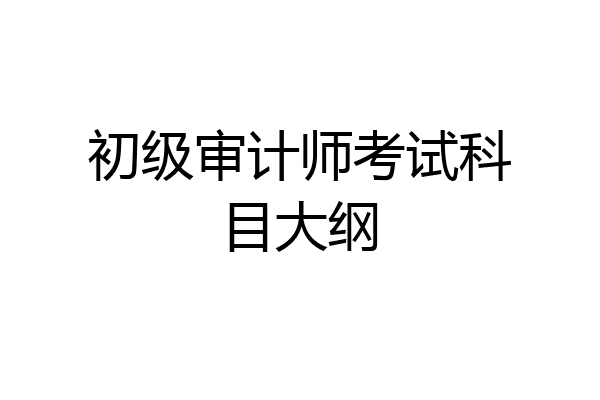 初级审计师考试科目大纲