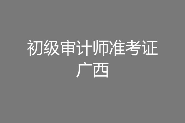 初级审计师准考证广西