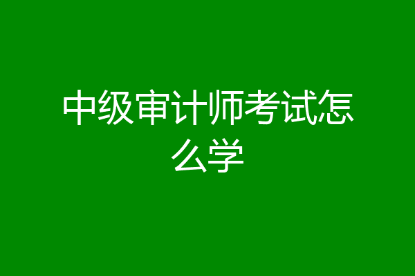 中级审计师考试怎么学