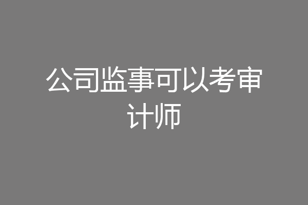 公司监事可以考审计师