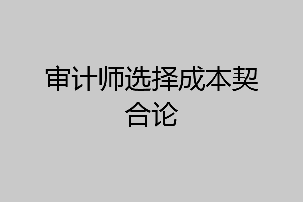 审计师选择成本契合论