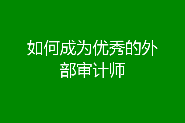 如何成为优秀的外部审计师