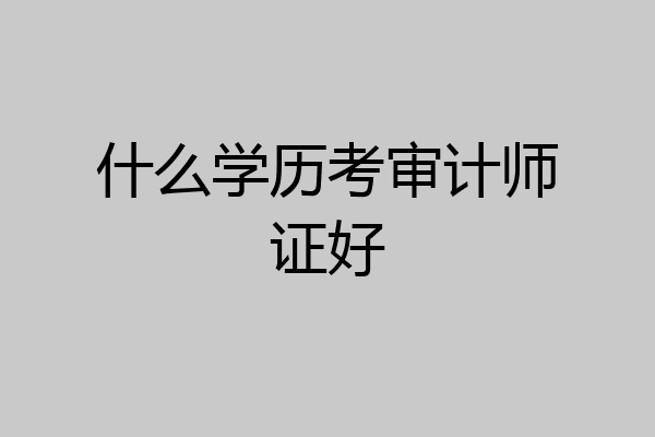 什么学历考审计师证好