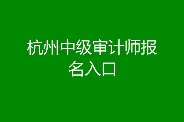 杭州中级审计师报名入口