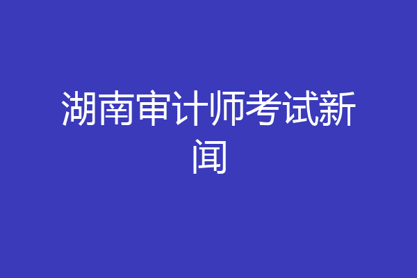 湖南审计师考试新闻
