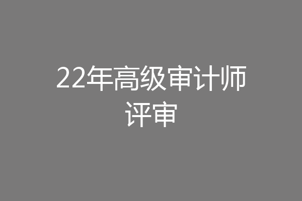 22年高级审计师评审