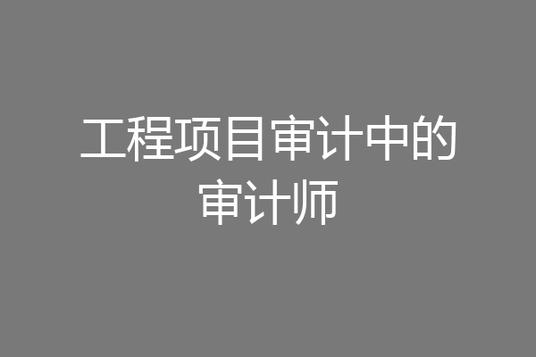 工程项目审计中的审计师