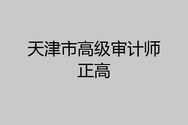 天津市高级审计师正高
