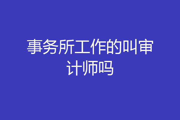 事务所工作的叫审计师吗