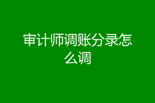 审计师调账分录怎么调