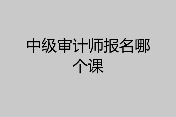 中级审计师报名哪个课