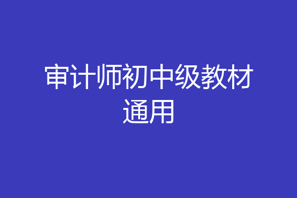 审计师初中级教材通用